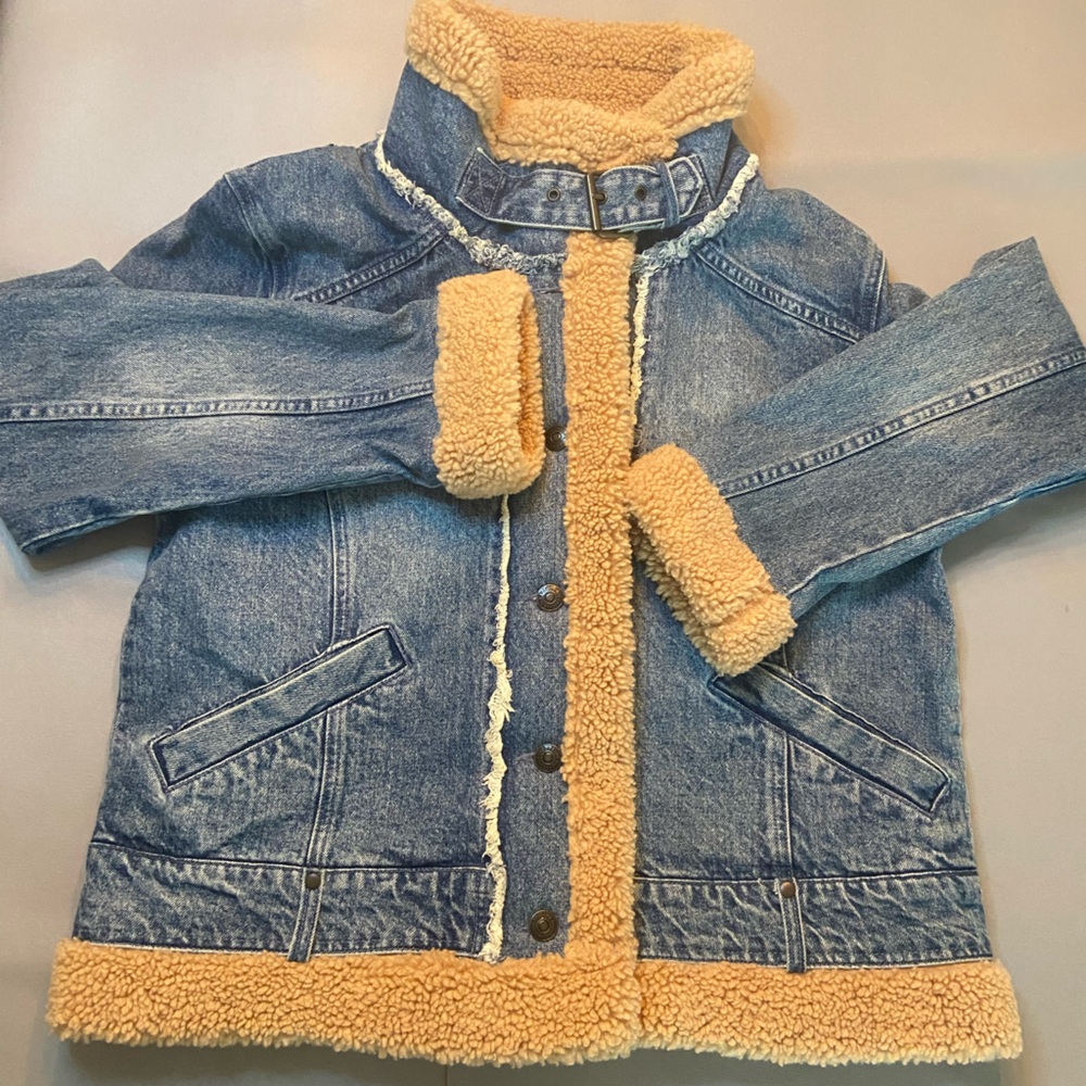 We The Free Blue and Cream Denim Jacket